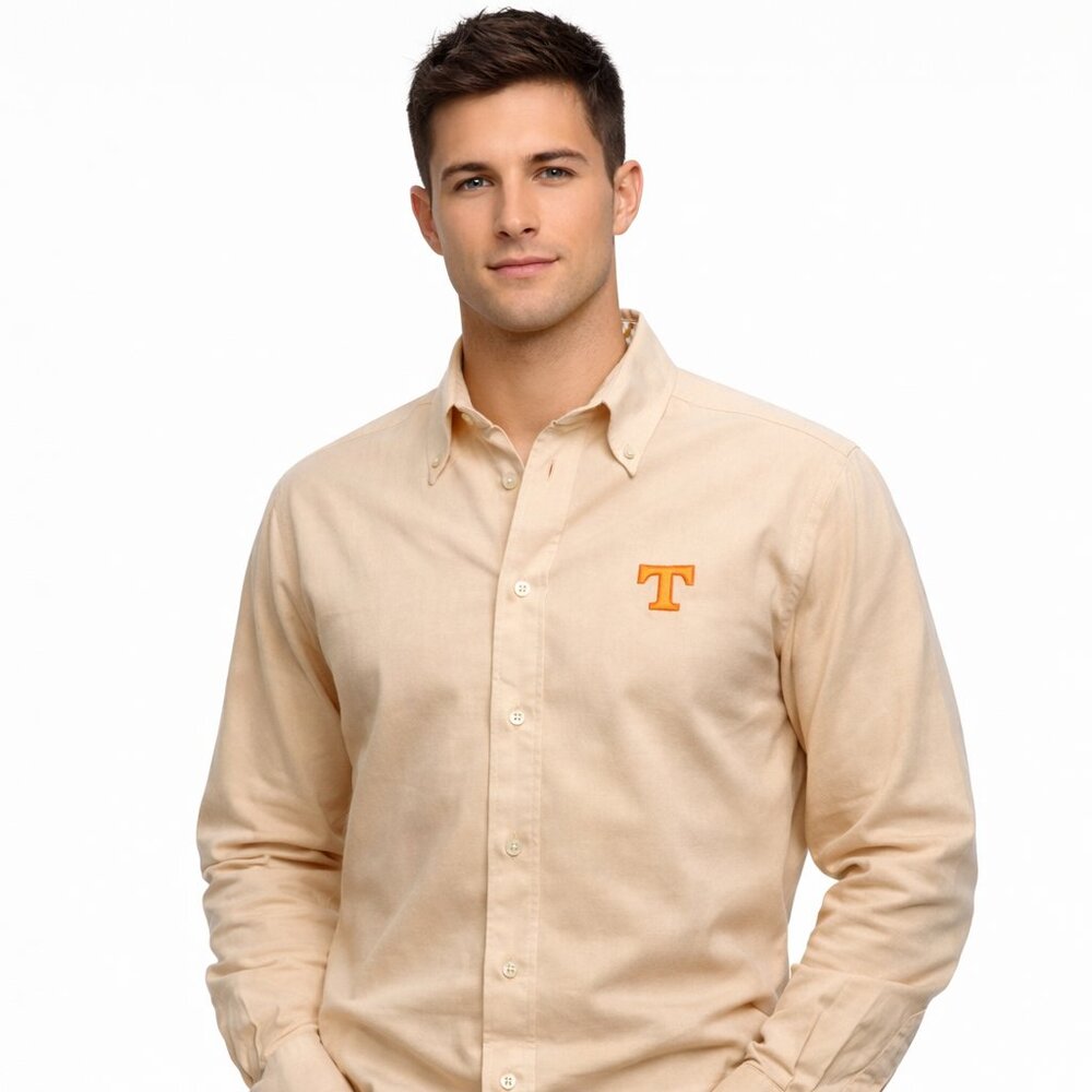 Orange Tennessee Long Sleeve Button Front Shirt Size M Shirt Size M